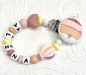 Preview: Schnullerkette Silikon *Heissluftballon & Herz blush-pfirsich* mit Namen
