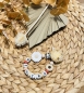 Preview: Schnullerkette Silikon *Leo & Flowers weiss-marroni* mit Namen