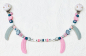 Preview: Wagenkette Silikon *Federn & Stars Pastellrosa-hellgrau* mit Namen