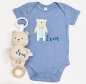 Preview: Babybody bedruckt eisblau *Boho Teddy natur* mehrfarbig