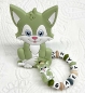 Preview: Greifling Silikon *Cutie Fox Aloe vera* mit Namen
