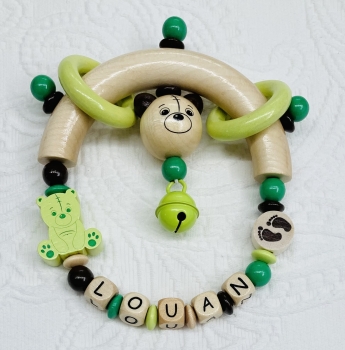 Greifling Holz *Teddy natur-lemon* mit Namen