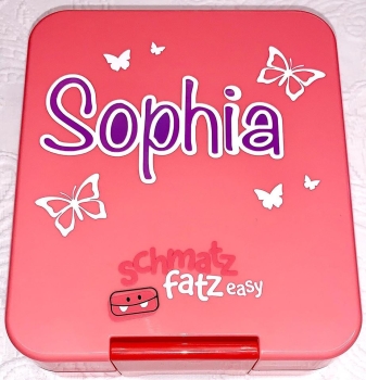Schmatz Fatz easy Znünibox (mit Unterteilung) coral *Schmetterlinge*