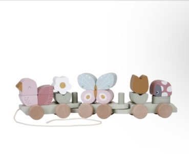 Holz Eisenbahn mit Steck-Formen Schmetterling-Blumen von Little Dutch FSC