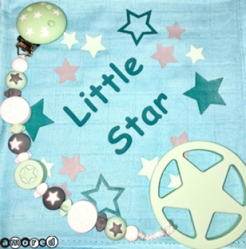 Geschenks-Set Nuschi und Beisskette/Spielkette türkis *little Star*