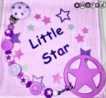 Geschenks-Set Nuschi und Beisskette/Spielkette Flieder *little Star*