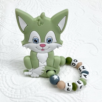 Greifling Silikon *Cutie Fox Aloe vera* mit Namen