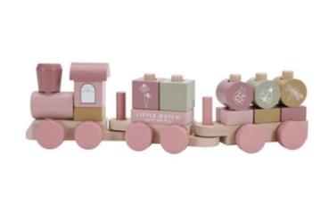 Holz Eisenbahn mit mit Steck-Formen rosa-blush von Little Dutch