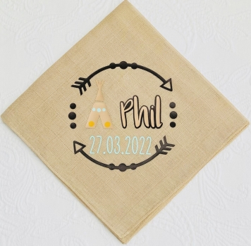 Nuschi bedruckt natur *Tipi & Boho-Pfeile* mehrfarbig