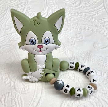 Greifling Silikon *Cutie Fox Aloe vera* mit Namen