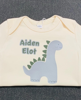 Babybody bedruckt natur *Baby-Dino hellgrau* mehrfarbig