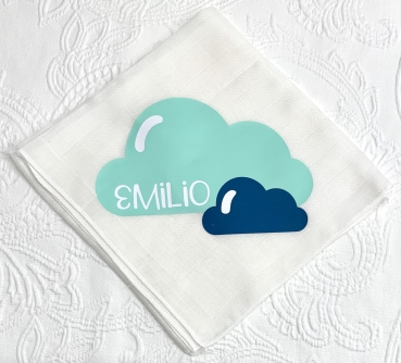 Nuschi weiss *Wolken mint-türkis* mehrfarbig