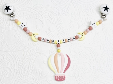Wagenkette Silikon *Heissluftballon blush-pastellgelb* mit Namen