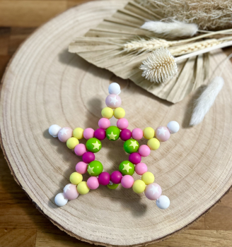 Greifling Silikon *Stern pastellrosa-lemon* ohne Namen