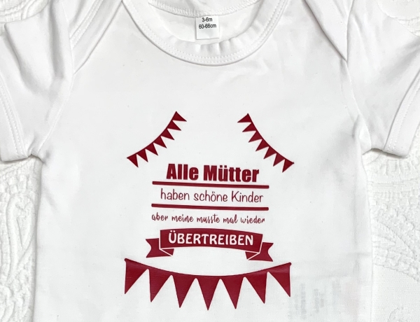 Babybody bedruckt weiss *Alle Mütter rotwein* einfarbig