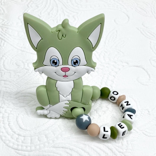 Greifling Silikon *Cutie Fox Aloe vera* mit Namen