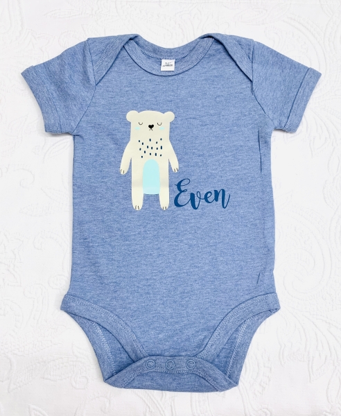 Babybody bedruckt eisblau *Boho Teddy natur* mehrfarbig