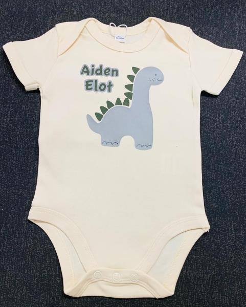 Babybody bedruckt natur *Baby-Dino hellgrau* mehrfarbig