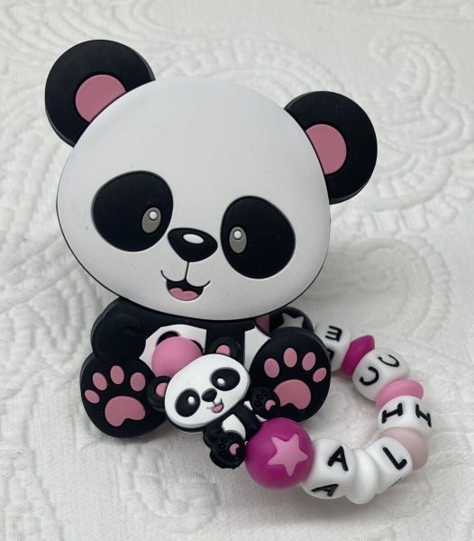 Greiflinge Silikon *Panda rosa* mit Namen