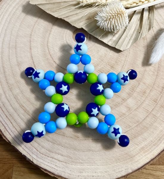 Greifling Silikon *Stern gelbgrün-babyblau* ohne Namen