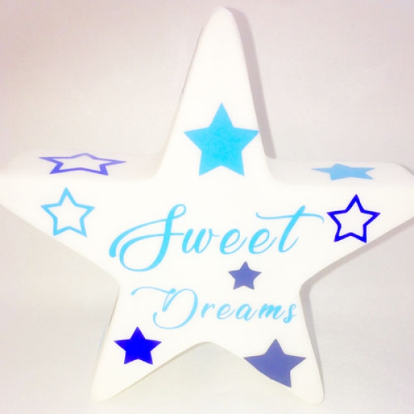 Nachtlicht LED Stern blau *Sweet Dreams*