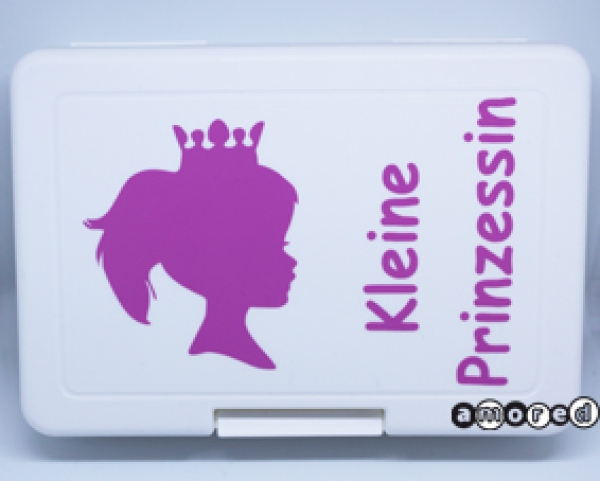 Znüniboxli (ohne Unterteilung) weiss-rosa *Kleine Prinzessin*