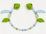 Wagenkette Silikon *Blätter-Tropical army-skyblau* mit Namen