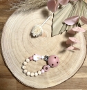 Schnullerkette Silikon *Birdie & Flower blush-natur* mit Namen