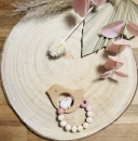 Greifling Naturholz *Birdie pastellrosa-blush* mit/ ohne Namen