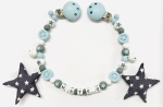 Wagenkette Silikon * Stars hellblau-grau* mit Namen
