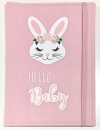 Untersuchungs-Heft Hülle bedruckt "Bunny, hello Baby" babyrosa-weiss