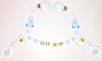 Wagenkette Holz *Teddy's weiss-babyblau* mit Namen